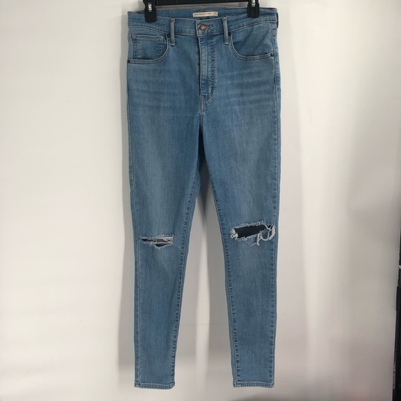 LEVI'S Mile High Super Skinny Jeans High Rise Distressed Light Wash StretchDenim - Picture 2 of 8